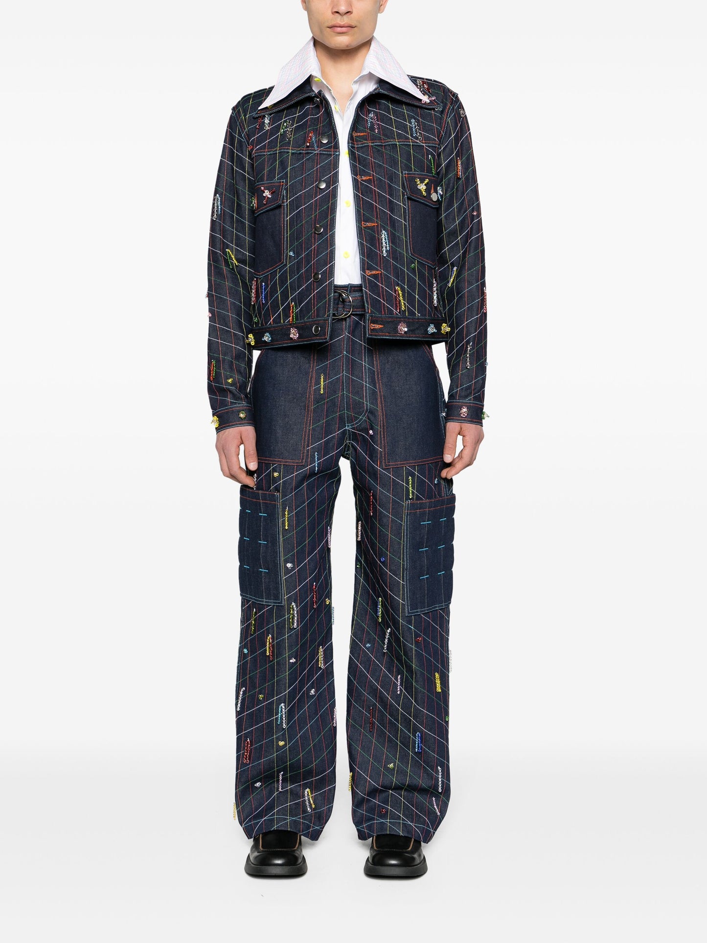 Hand Beaded Denim Jeans