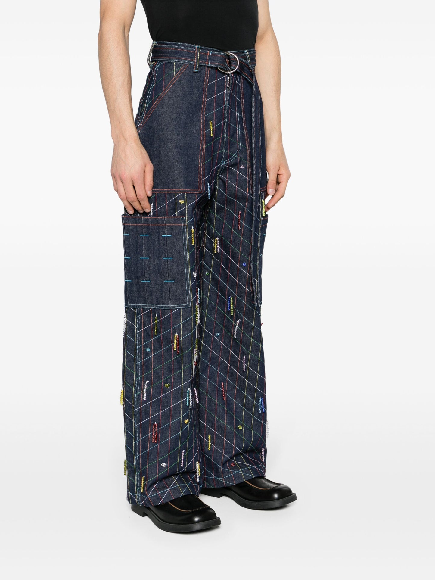 Hand Beaded Denim Jeans